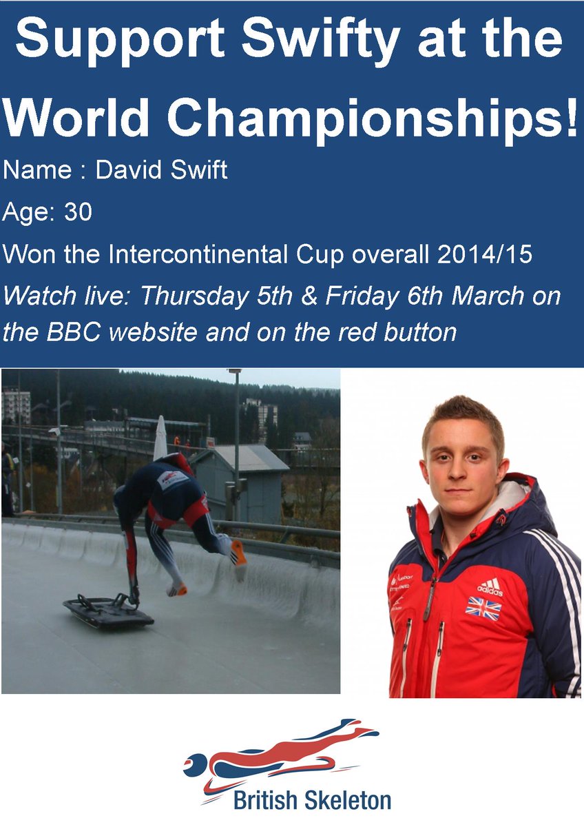 BritishSkeleton's tweet photo. Retweet to get behind @SwiftSlider at the #FIBT #WorldChampionships! #SupportSwifty #Winterberg2015 http://t.co/RiyXIZAO6t