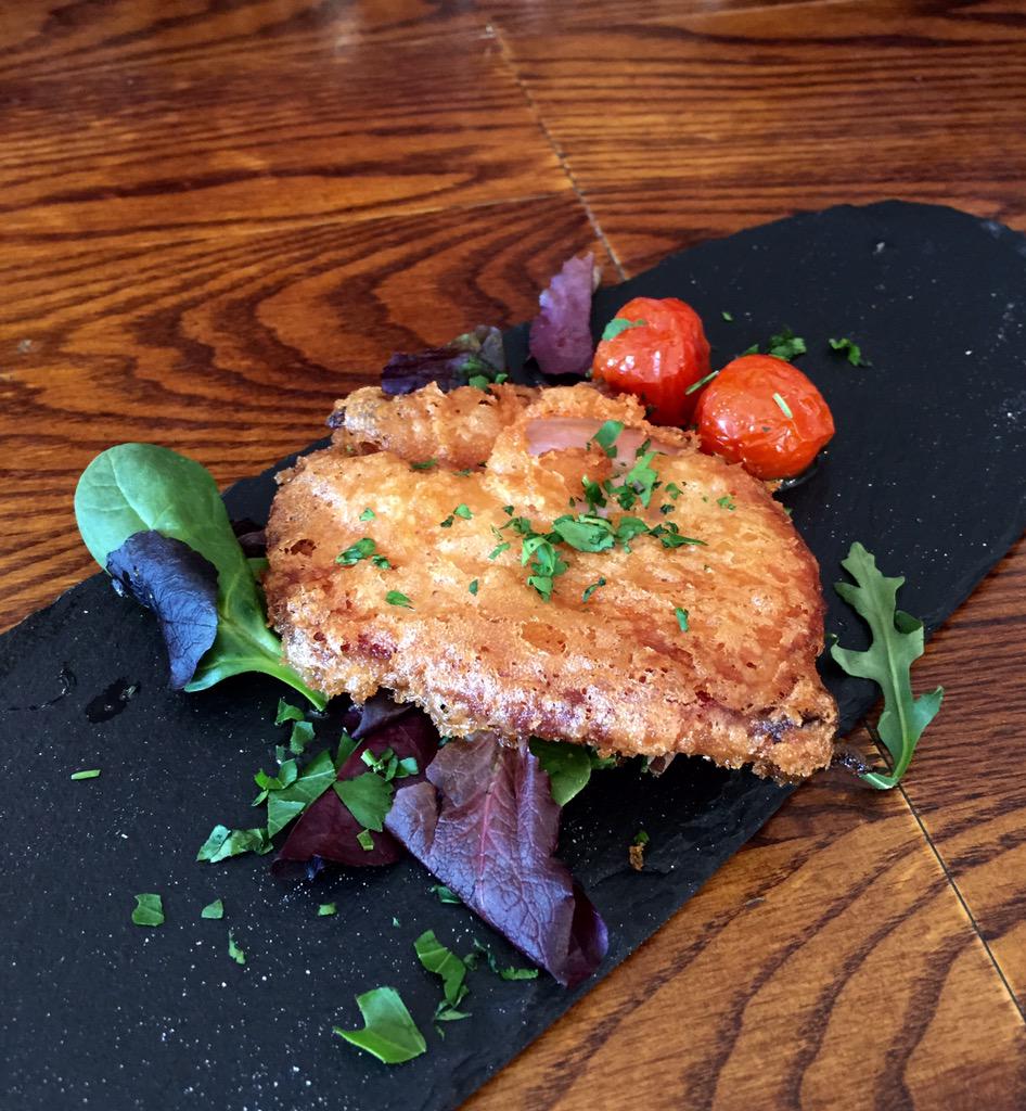 jokerpentonst's tweet photo. Ham Fritter + ? What would you like with it #BubbleCake #PoachedEgg #? give us your feedback! http://t.co/zCDk7NhirX