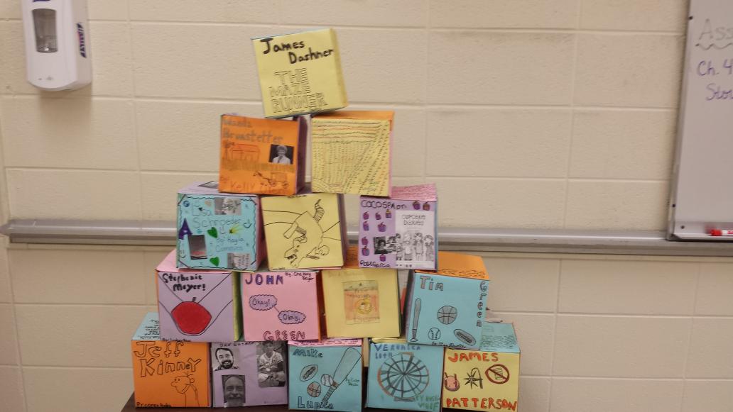 pjkurihara's tweet photo. Author cubes from 1st hour 7th grade English! #readingrocks # Yay miss Leslie #LMS_spirit http://t.co/znKMD5JNCU