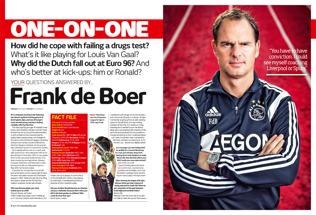 FourFourTwo's tweet image. IN THE NEW FFT De Boer: Liverpool and Spurs are clubs I could manage one day fft.sm/Nn2FI1 #LFC #THFC #Ajax