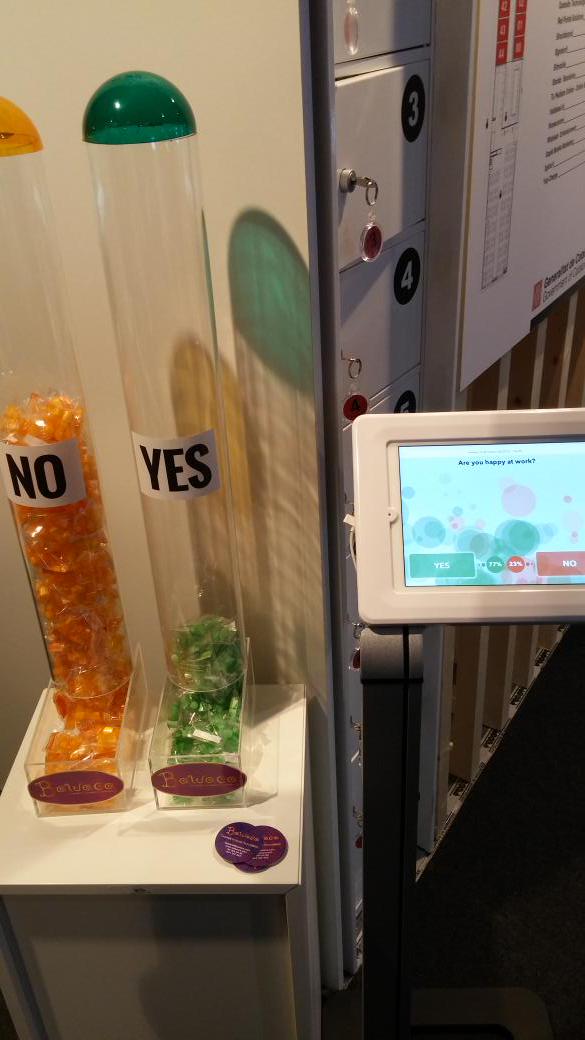 MWCapital's tweet photo. Happy at work? @slashmobility have a lot of techy and creative ways to let you know what your employees think #MWC15 http://t.co/NYNnxGrnE6