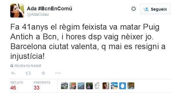 Marc_VdG's tweet photo. Puig Antich es va sacrificar perque naixés l'@AdaColau així com Jesucrist ressucità el tercer dia #Profetes http://t.co/GB4qNt58fd