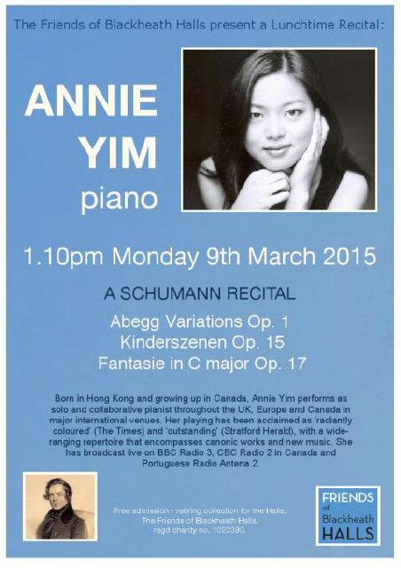AnnieYimPianist's tweet photo. My all-Schumann piano programme, right from his Op. 1!  Come along next Monday 9th @BlackheathHalls http://t.co/dlTf57Ycwr