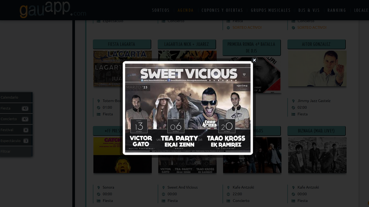 gauapp's tweet photo. Este viernes en @SweetanVicious podrás disfrutar de @EkaiTrebol @LasTeaPartyDjs ! Empiezan fuertes Marzo en #durango! http://t.co/UgslkRGQdb