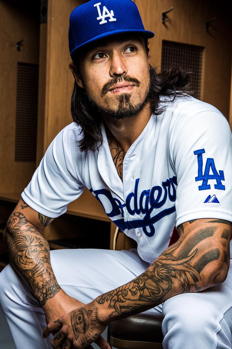 Los angeles dodgers' brandon league on photo day. @gettysport tattooed ...