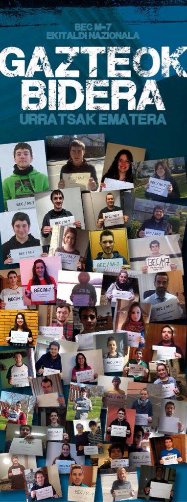gazte's tweet photo. Gazteok bidera urratsak ematera! Nik ere urratsa egingo dut!
Martxoak 7an denok BECera!!!
#bideabadago @ehbildu http://t.co/ZHBbVuIxET