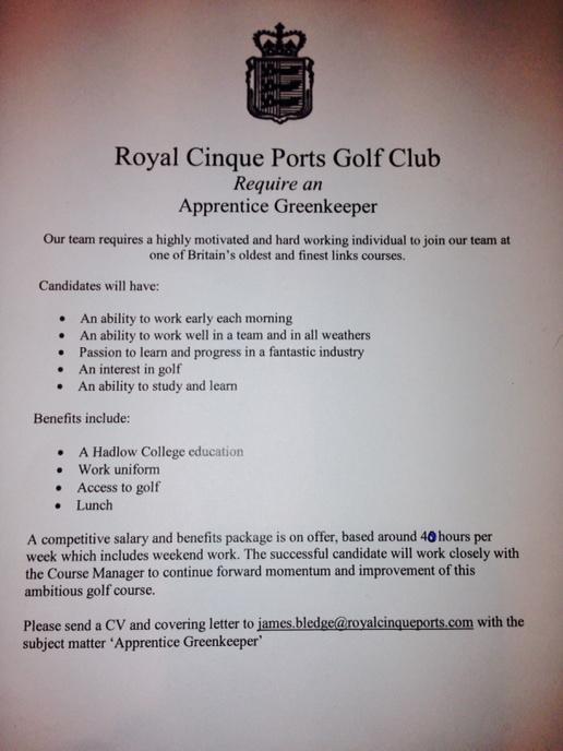 Hadlow_Apps's tweet image. Opportunities like this do not come around everyday #apprenticevacancy at a very prestigious golf club