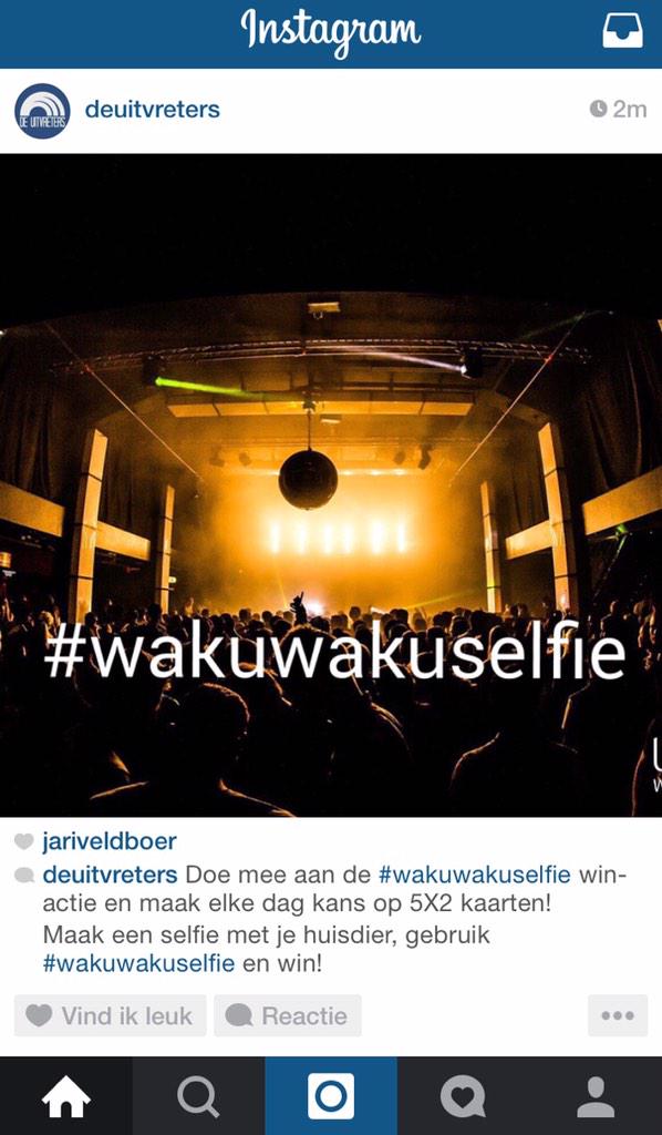 deuitvreters's tweet photo. Doe mee aan de #wakuwakuselfie op instagram en maak kans op kaarten voor aanstaande zaterdag! | deuitvreters.nl http://t.co/fV083oUe9y