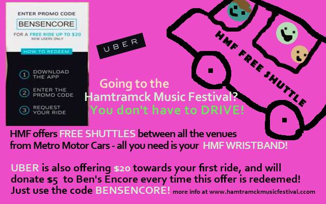 HMFmusicFest's tweet photo. #HMF @BensEncore FREE SHUTTLE to and from venues + $20 Uber credit! http://t.co/IerGXHwD9h