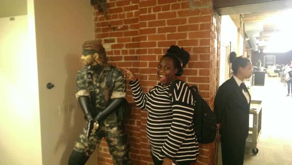 samrutherford's tweet image. What out behind you Snake! @misssmith11 sneaking up on #GDC. #Tomsguide