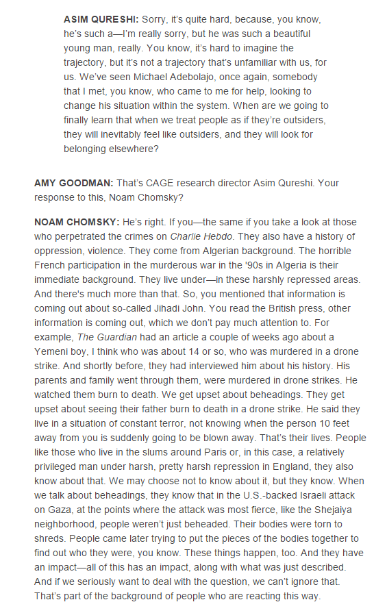 alexmassie's tweet photo. Oh look, Chomsky is still an asshat. Jihadi John lived "under harsh repression in England." http://t.co/YtrJYKFjUp