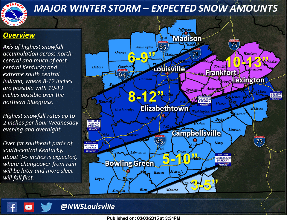 NWS Louisville on Twitter: &quot;Major winter storm Wed-Thu. Snow heavy at times. 8-13 inches ...