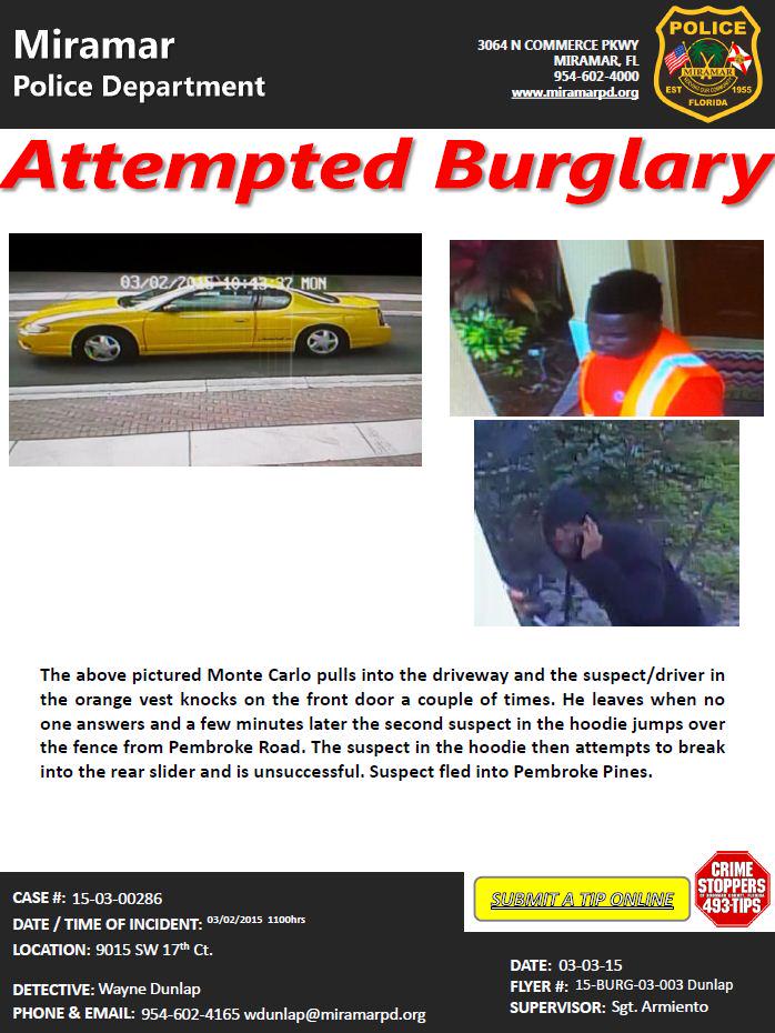 MiramarPD's tweet image. Identify the owner of this yellow Monte Carlo &amp;amp; you may be able to prevent future burglaries and collect a reward.