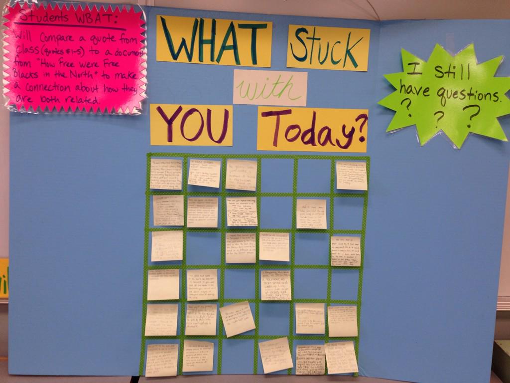 fms_core's tweet image. "What Stuck with You Today?" Quick exit ticket activity from class yesterday. #LearningObjective #ExitTicket
