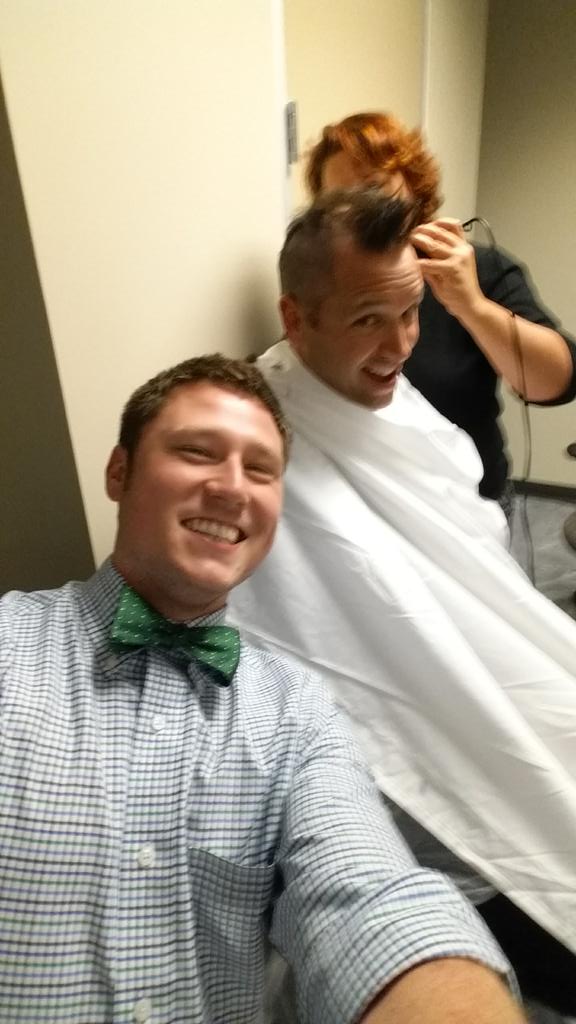 bowtie360's tweet photo. Shaving heads and wearing bow ties is a regular Tuesday @Corus360 #ForTheKids http://t.co/WyKTwrrd8c