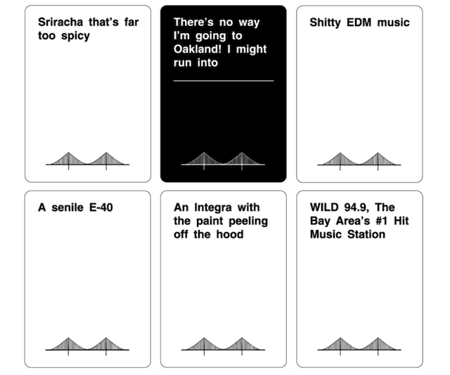 SFist's tweet photo. Help kickstart this ‘Cards Against the Bay’ expansion pack. http://t.co/slaXEM46x6 http://t.co/hkck5nWfos