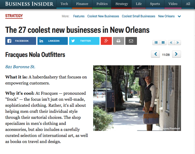 fraquesnola's tweet photo. #FraquesYeah !!! @FraquesNOLA is one of the "27 coolest new businesses in New Orleans" http://t.co/NperaPT0A6 http://t.co/ufM4opgL2c