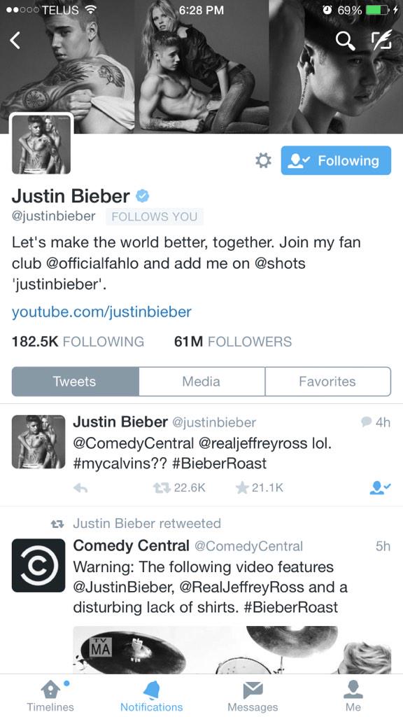O my God <a href="/justinbieber/">Justin Bieber</a> just followed me !!!!!!