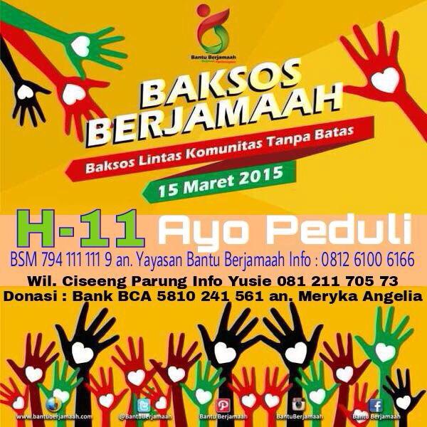 BantuBerjamaah's tweet image. H-11
#BaksosBerjamaah
#Ciseeng
Pengobatan 200 pasien
Sembako 200 paket
Santunan Yatim
@Yousee1705
@FaisalRizalical