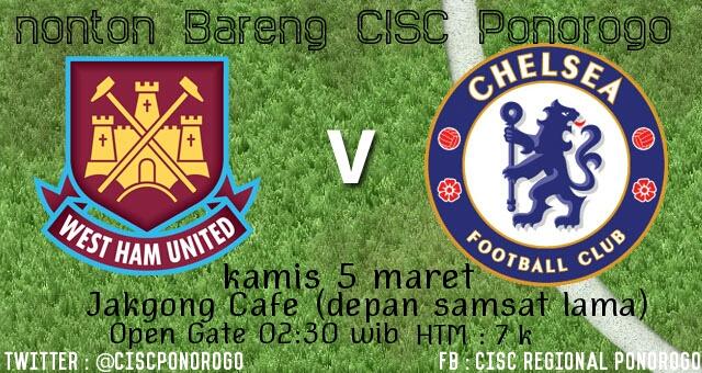 CISCponorogo's tweet photo. #NobarCISCseru West Ham vs Chelsea , tidak tayang di tv lokal :). Cc @info_ponorogo @infosuporter @EventPonorogo http://t.co/3z8me6IYeg