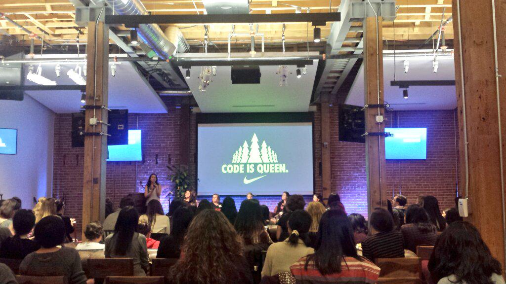 yaykimmyd's tweet image. Woo thanks @Zassmin_M for moderating this amaze @WomenWhoCode &amp;amp; @NikeSF event for #womenintech #CodeIsQueen #freeswag