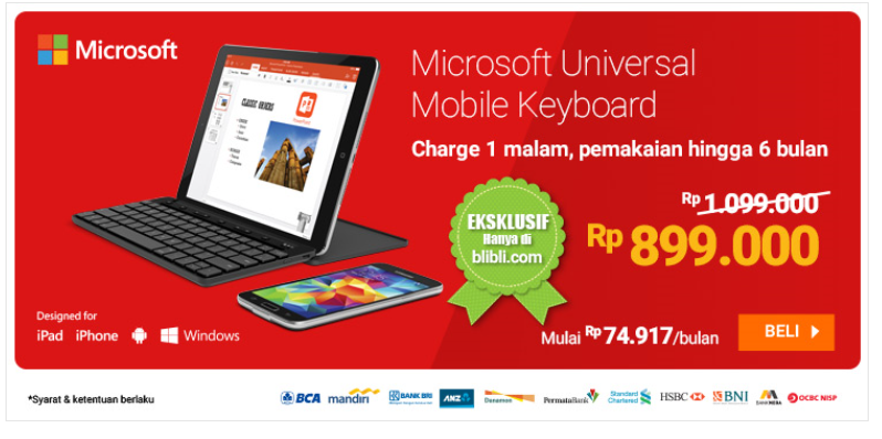 SistechKharisma's tweet photo. Microsoft Universal Mobile Keyboard - Charge 1 malam, Pemakaian Hingga 6 Bulan. Order now: http://t.co/UvN5o6UrGu http://t.co/MEzQTEcqc1