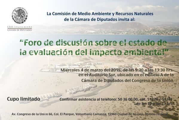 ComarnatMX's tweet photo. #Comarnat invita al "Foro de Discusión sobre el Estado de la Evaluación del Impacto Ambiental" en @Mx_Diputados http://t.co/m94TymY4lE