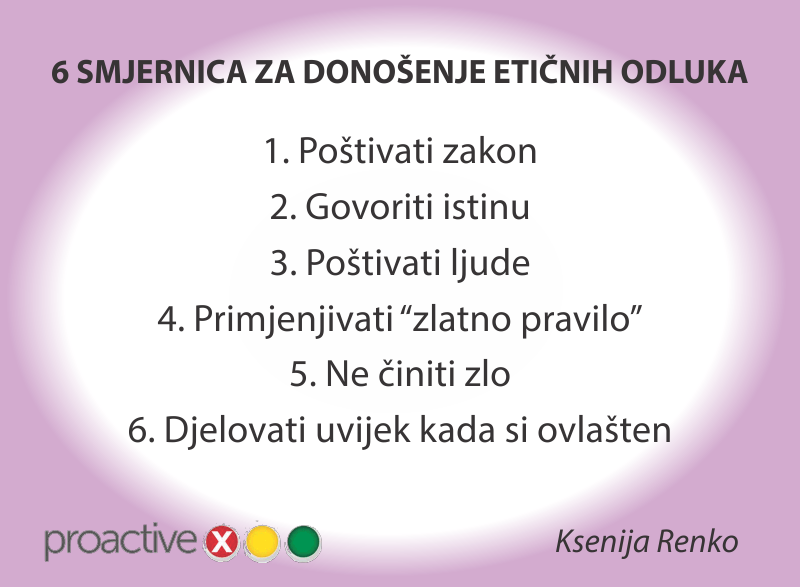 proaktivno's tweet photo. Šest smjernica za donošenje etičnih odluka by #KsenijaRenko - podsjetnici na #ProactiveX http://t.co/t8ixs4M3o0
