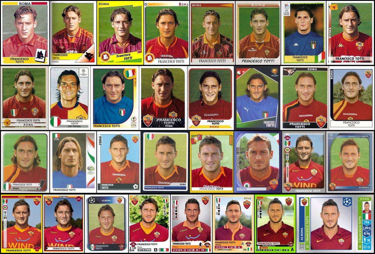 NoticiASRoma's tweet photo. TODAS las figuritas Panini de @Totti! ❤ https://t.co/B78LTDVJMc