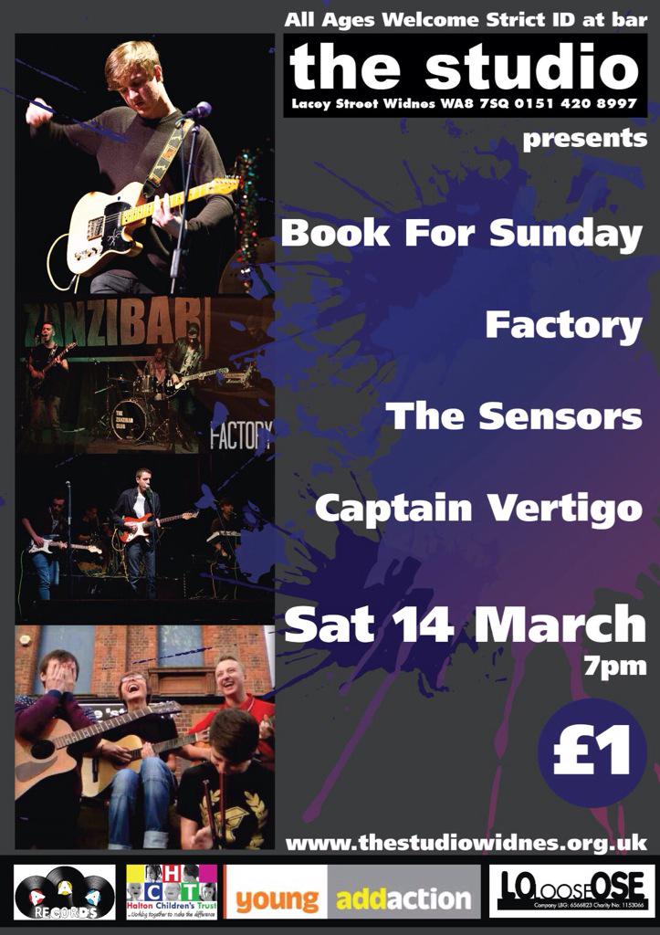 4 bands £1! 14 March 7pm @BookForSunday <a href="/thesensorsUK/">The Sensors</a>   @HaltYoung <a href="/HaltonHour/">#HaltonHour Community Networking Thursdays 8-9pm</a> <a href="/AAA_UK/">AccessAllAreas</a> <a href="/aaahalton/">AAA Records</a> <a href="/WidnesRuncornWN/">Weekly News</a>