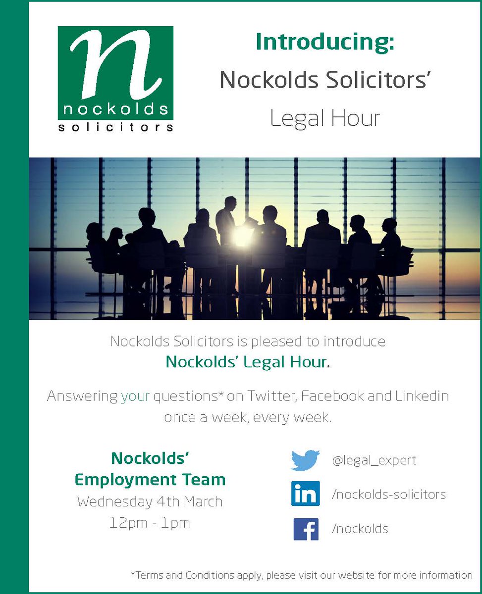 NockoldsLegal's tweet image. Our Nockolds Legal Hour focuses on employment law. Join us at 12pm to have your questions answered by Gary Smith!