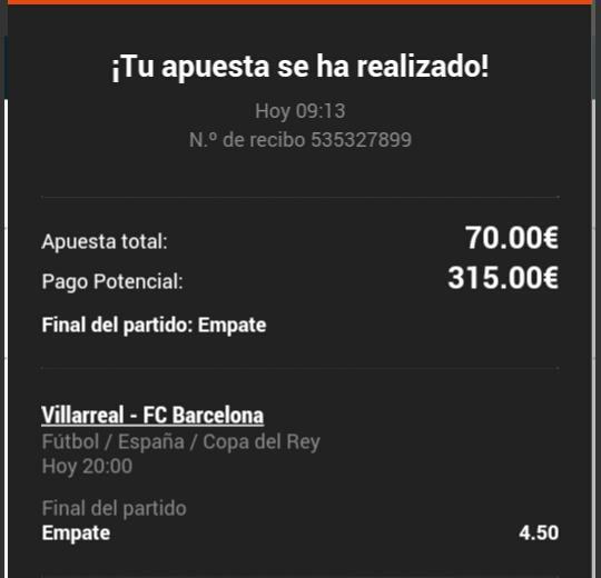Juangayasalom's tweet photo. Esta es mi apuesta para la Copa del Rey. Soy valiente con la cuota. http://t.co/1PKk1sPXfx