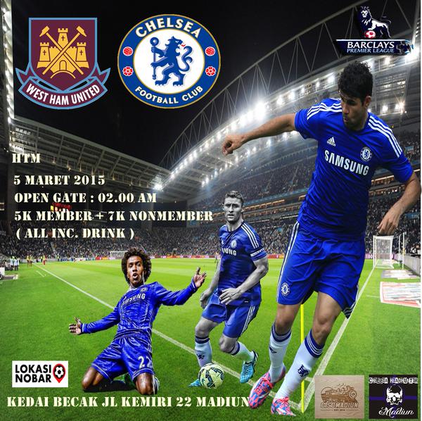 #Nobar #LondonDerby w/ <a href="/MadiunHammers/">MadiunHammers</a> | West Ham vs Chelsea | Open Gate : 2.00 WIB | at <a href="/kedaibecak/">kedaibecak</a> | London is Blue!