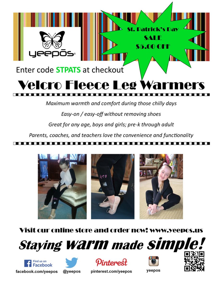 yeepos's tweet photo. Stay WARM w/ Yeepos - Velcro fleece leg warmers! St. Patricks Day SALE $5,00 OFF all sizes! http://t.co/6OMcDecCy2 http://t.co/srSzrkRoWD