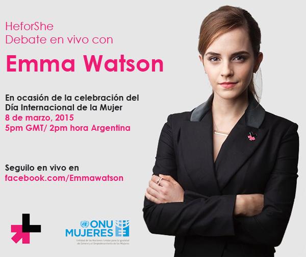 UNAMUN's tweet image. ¿Tienes planes para el domingo? @EmWatson te invita a un debate online sobre la igualdad de género.