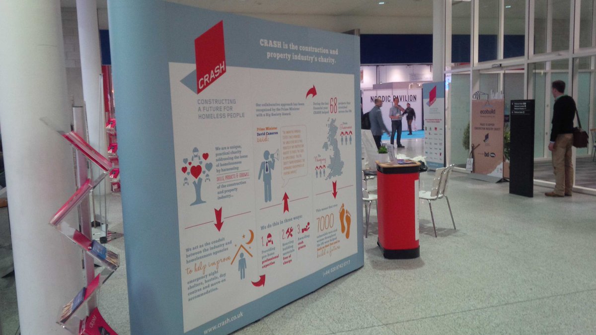 The <a href="/CRASHcharity/">CRASH Charity</a> graphics at @Ecobuild_Now look great - well done creative team at <a href="/cfamarketing/">Financial Advisor Marketing Services</a>