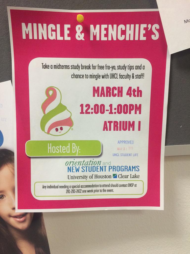 Free frozen yogurt today from 12-1pm in Atrium I! 😱