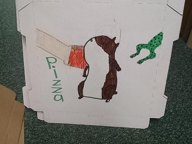 brookviewtitans's tweet photo. Humphrey the hamster and Og the frog is even showing up on our Marci's Pizza boxes. http://t.co/fOgwm3fdl8