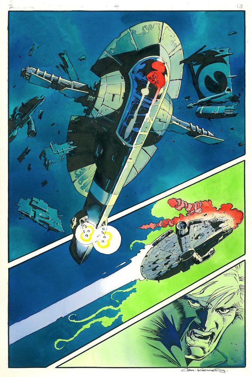 Thanks for all the RTs folks! Here's #SLAVE1 and the #MillenniumFalcon in a tussle from #StarWars Dark Empire 2.