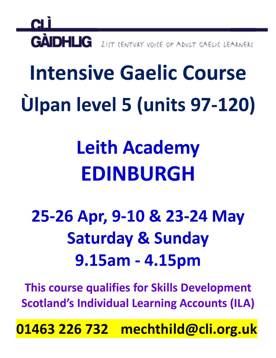 Deireadh-seachdainean #Ùlpan (ìre 5) ann an Dùn Èideann 

Ùlpan weekend course (level 5) in #Edinburgh 

#Gàidhlig