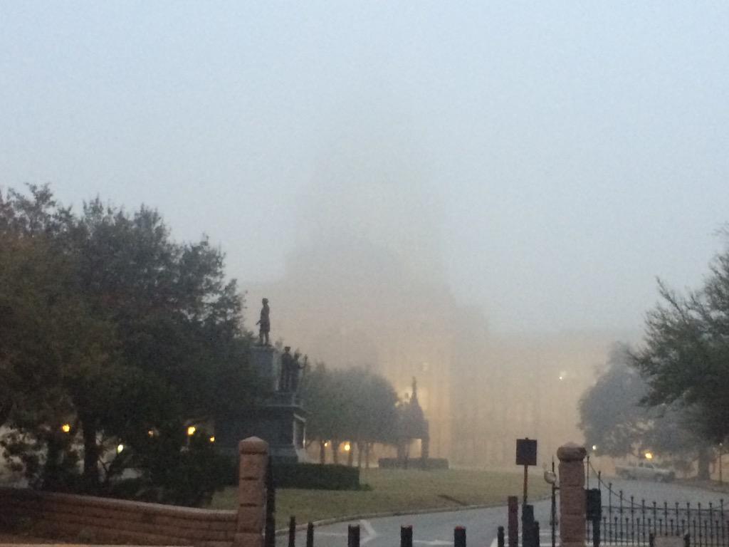Twitter Credit: @TinaS_KVUE Austin Capitol in Fog