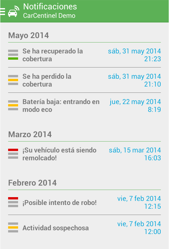 proenium's tweet photo. Actualización de #CarCentinel!
Asocia 3 tonos diferentes según gravedad de alerta: informativa, sospechosa o crítica http://t.co/hACKdxuJ5l