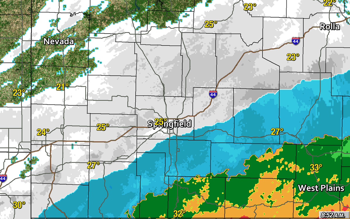 Jeff_Piotrowski's tweet photo. Moderate snow in Springfield being reported snow line tracking SE. Snow rates of 1" PH across SW/MO. #mowx #okwx http://t.co/qsihueRcxJ
