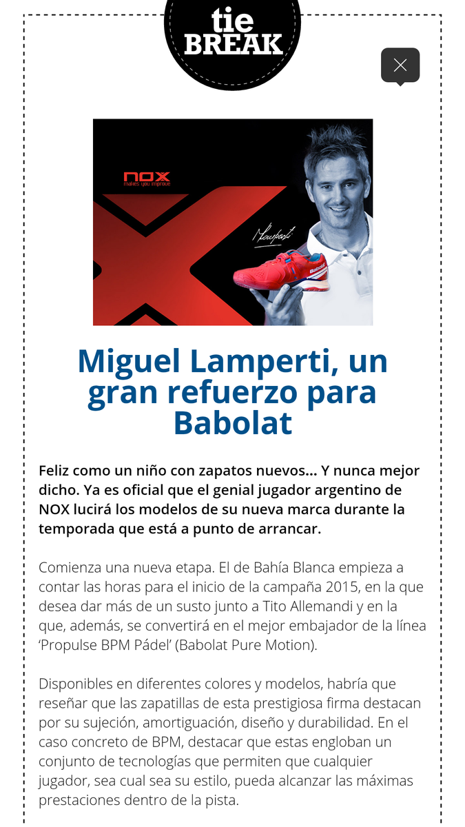 TopPadel's tweet photo. El nuevo calzado @babolatpadel de @Miguel_Lamperti @noxpadel en @TopPadel 360 #5 GRATIS para dispositivos móviles http://t.co/dBRZXEo4P5