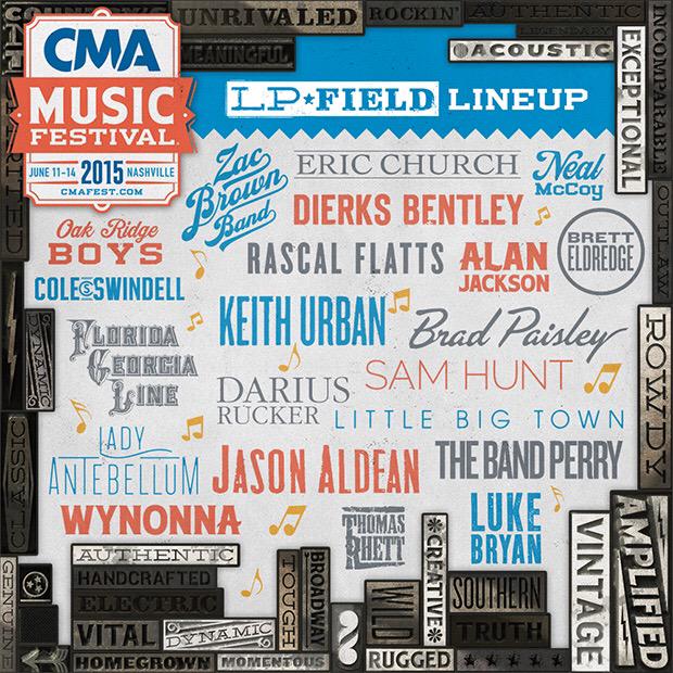 LucAfterDark's tweet photo. Here is your LP Field lineup for #CMAFest 2015! #Nashville http://t.co/a2pmh9lVMp