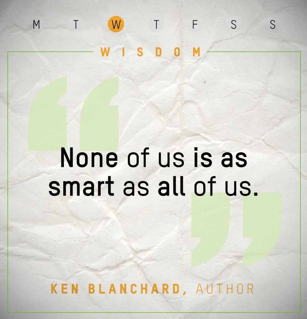 NasdaqExchange's tweet photo. “None of us is as smart as all of us” ― Kenneth H. Blanchard #WednesdayWisdom http://t.co/fgdoUyoqHj