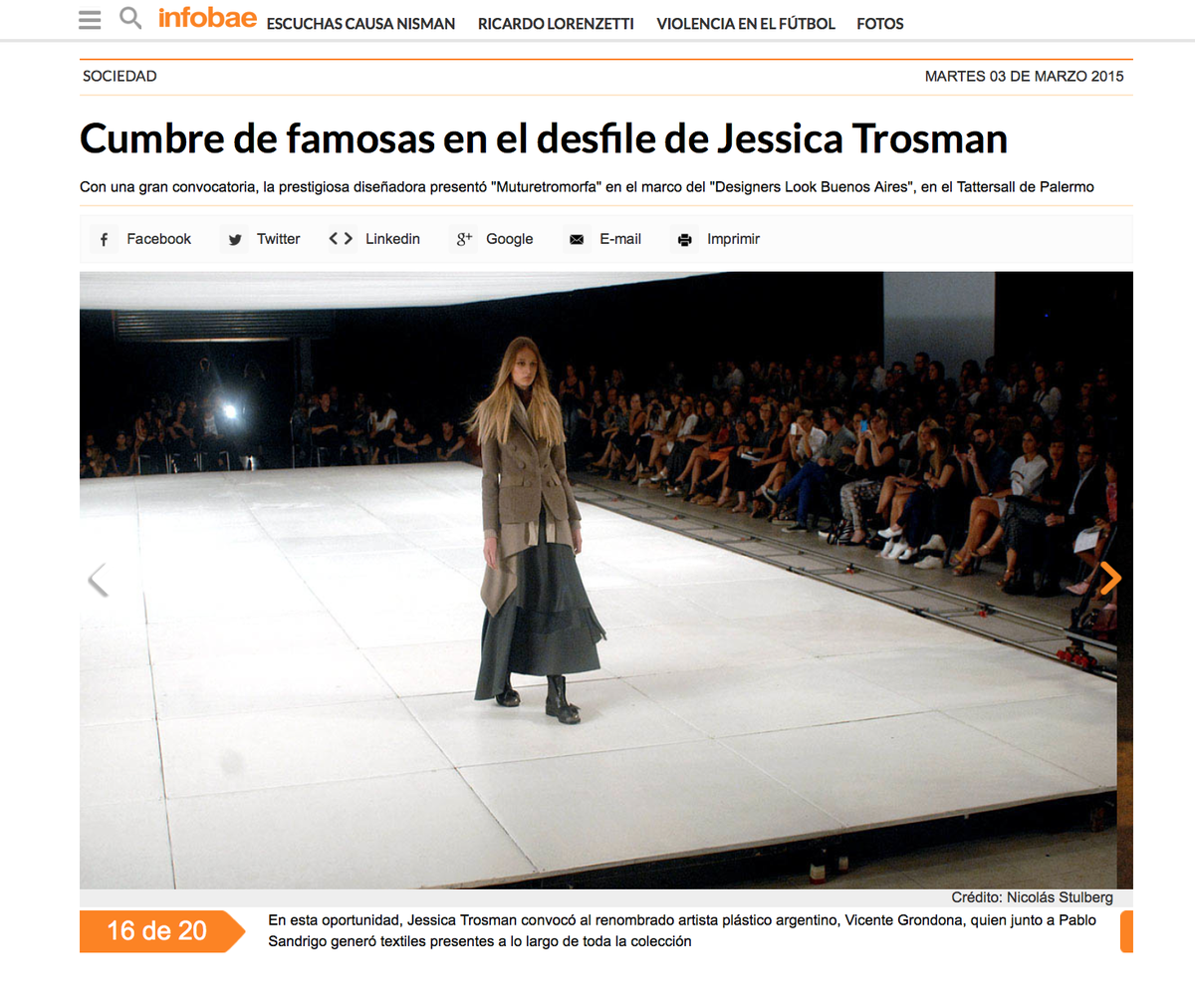 aguskampfer's tweet photo. Lluvia de felicitaciones @jessicatrosman por el gran desfile y gracias por la invitación. Cuánto talento! cc @infobae http://t.co/4WUYtS9M3Z