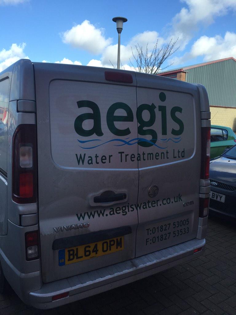 MidlandsSigns's tweet photo. Graphics fitted today on the new shape Vauxhall vivaro for aegis water treatment. http://t.co/fOIbbA169O