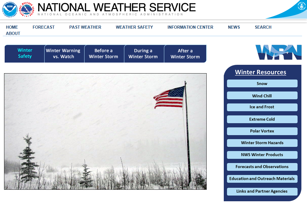 NWS's tweet image. Weather-Ready Wednesday: Winter weather affecting much of US. Keep these safety tips in mind: 1.usa.gov/1F9VHVL