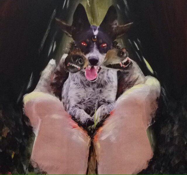 Pinuplovely2014's tweet photo. @MegsBylsma I got carried away with evoking emotion that my art doesn't look like Rene's anymore #demondog #hellhound http://t.co/UijrS7TvJu
